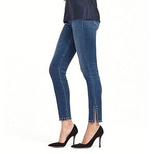 Citizens of Humanity Blue Rocket Skinny Studded Jeans Womens 27 Dark Split Hem
